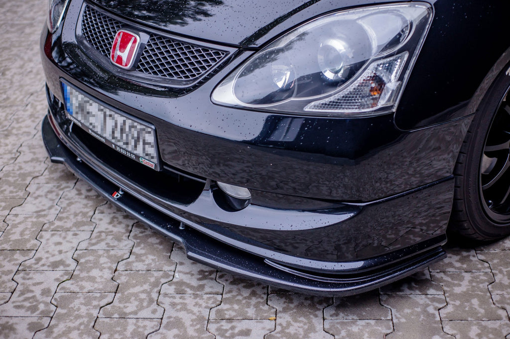 Maxton Design Street+ Spoilerlippe Front Ansatz V.1 passend für HONDA CIVIC EP3 (MK7) TYPE-R/S FACELIFT schwarz Hochglanz