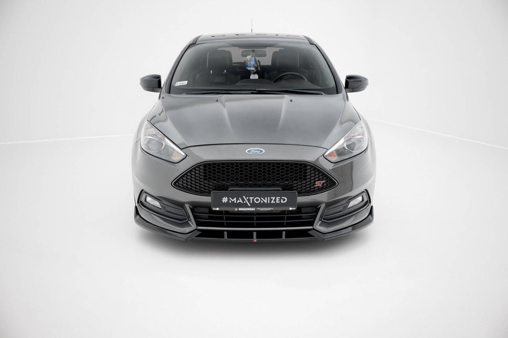 Maxton Design Street+ Spoilerlippe Front Ansatz V.6 passend für Ford Focus ST Mk3 Facelift schwarz Hochglanz