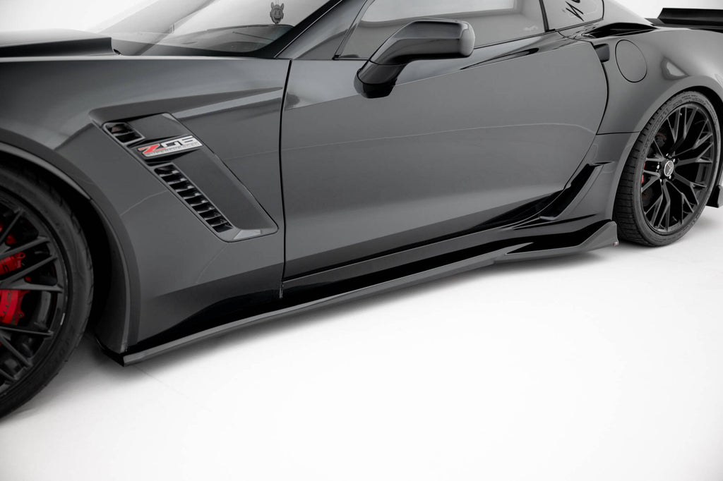 Maxton Design Street+ Seitenschweller Leisten passend für Chevrolet Corvette Z06 C7 schwarz Hochglanz
