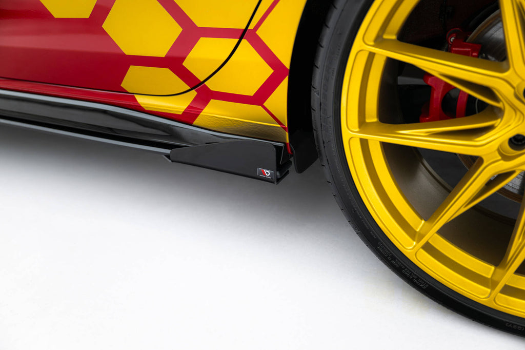 Maxton Design Seitenschweller Flaps passend für VW Golf GTI Clubsport Mk8 Facelift schwarz Hochglanz