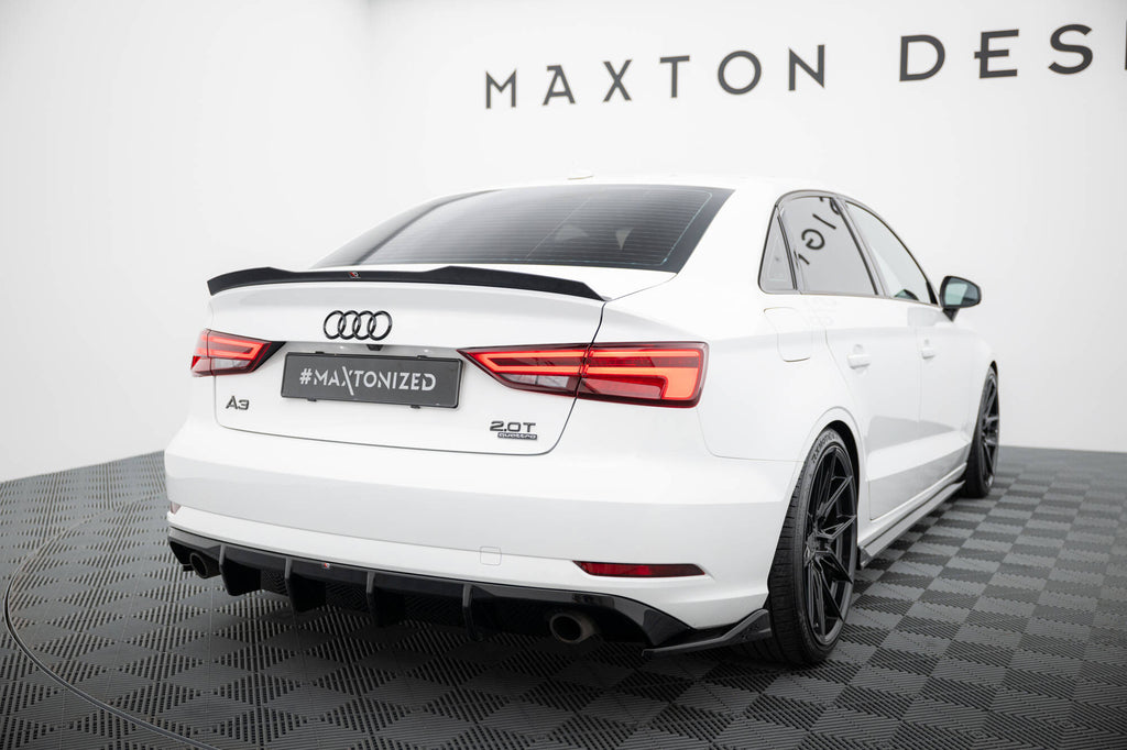Maxton Design Diffusor Heck Ansatz passend für Audi A3 Limousine 8V Facelift (Einzelauspuff li. re.)