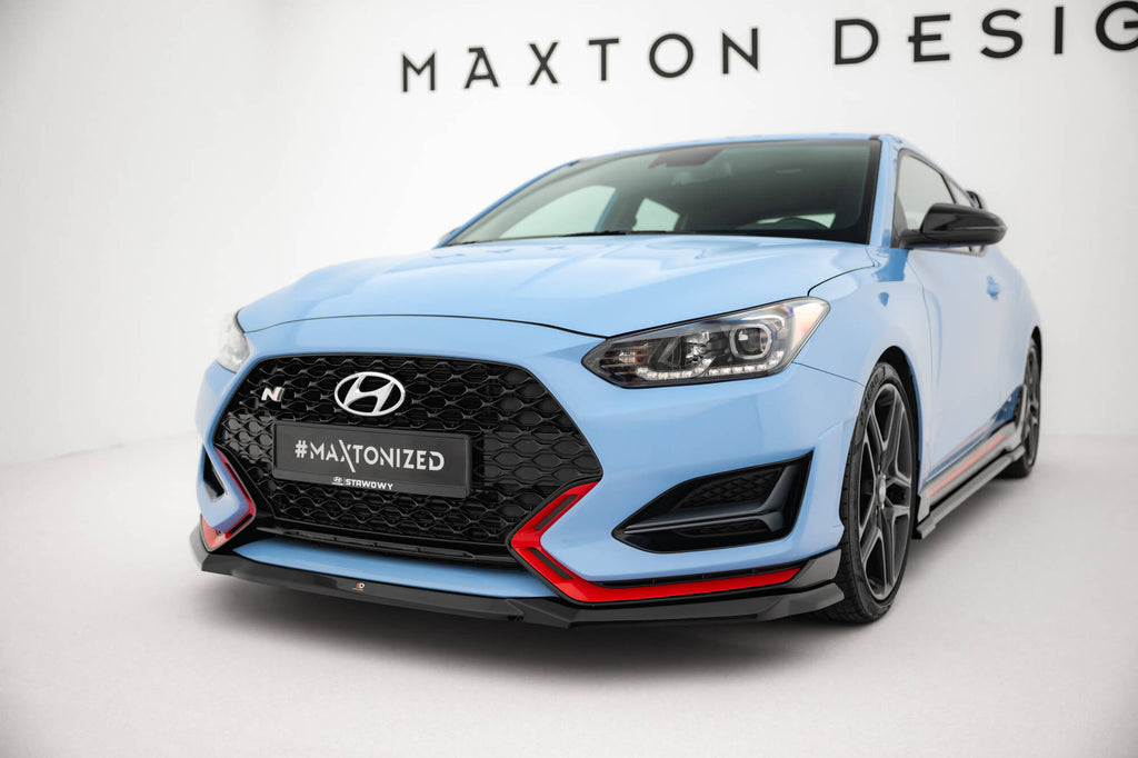 Maxton Design Street+ Spoilerlippe Front Ansatz V.1 passend für Hyundai Veloster N Mk2 schwarz Hochglanz