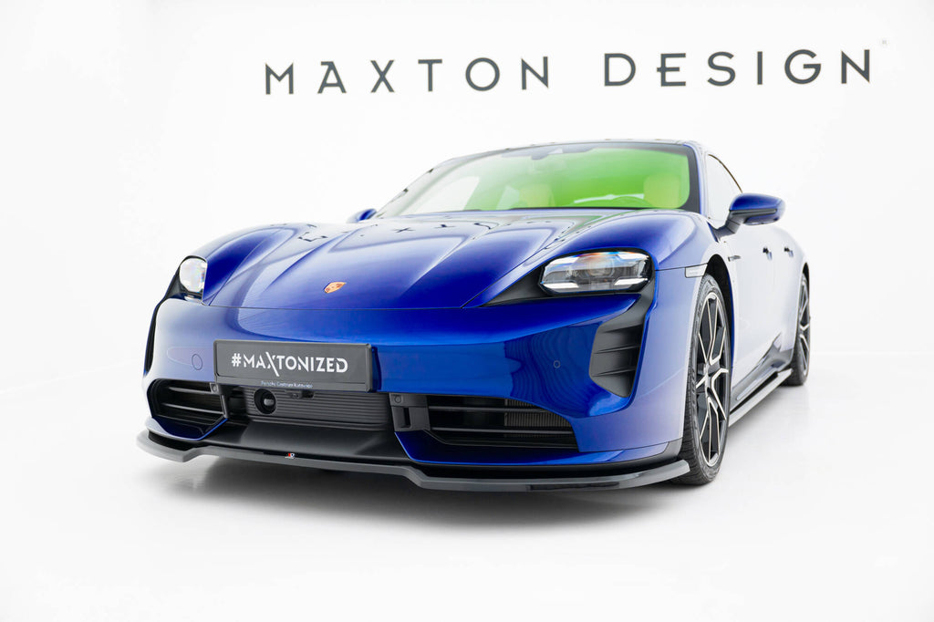 Maxton Design Street+ Spoilerlippe Front Ansatz passend für Porsche Taycan Turbo S Mk1 schwarz Hochglanz