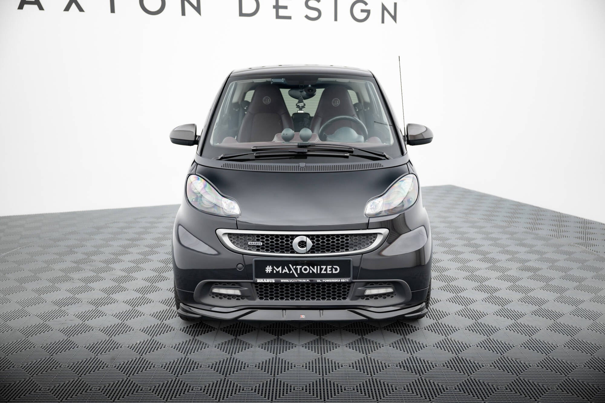 Maxton Design Street+ Spoilerlippe Front Ansatz passend für Brabus Smart Fortwo C451 Facelift schwarz Hochglanz