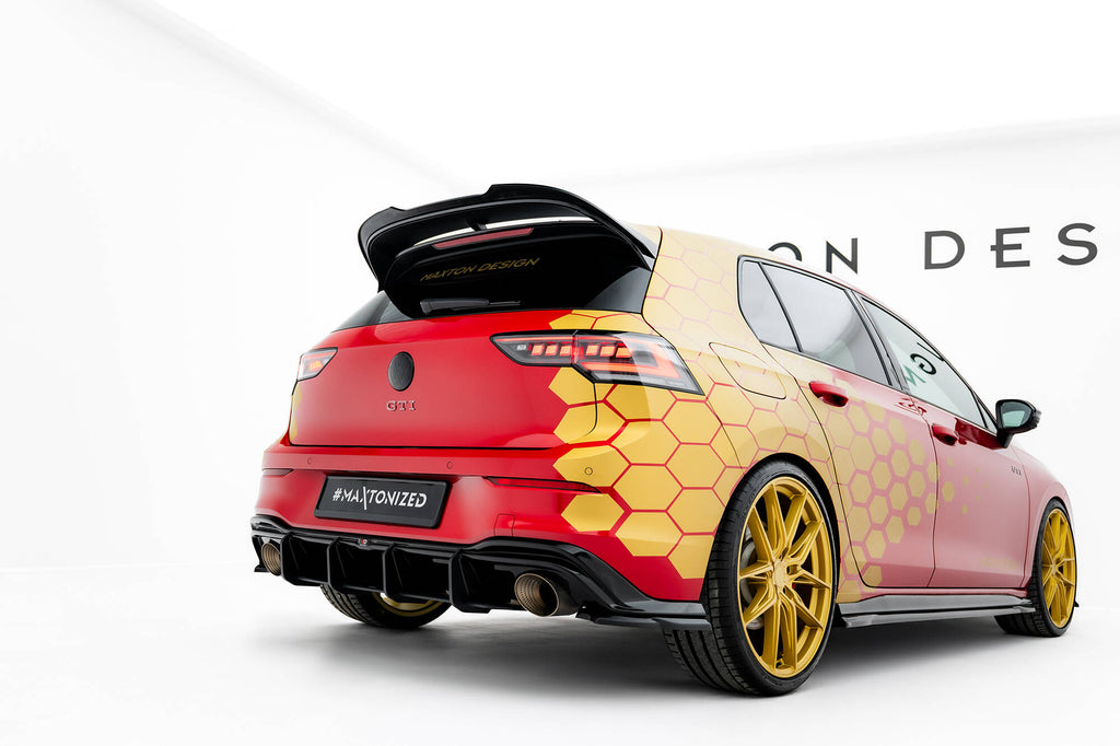 Maxton Design Spoiler CAP V.2 passend für VW Golf R-Performance Hatchback Mk8 Facelift schwarz Hochglanz