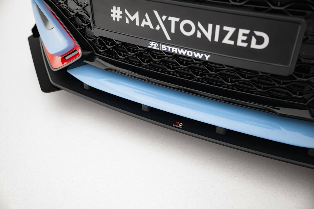 Maxton Design Street Pro Street+ Spoilerlippe Front Ansatz + Flaps passend für Hyundai Veloster N Mk2 schwarz Hochglanz