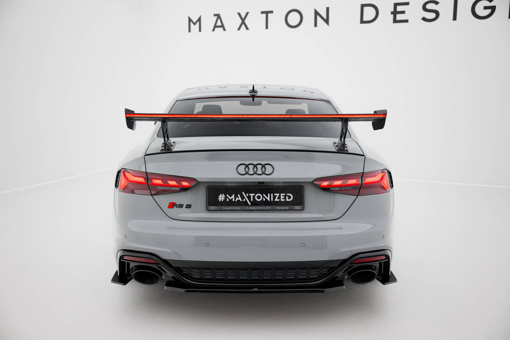 Maxton Design Carbon Spoiler With External Brackets Uprights V.2 + LED Audi A5 / A5 S-Line / S5 / RS5 Coupe F5 / F5 Facelift für Audi A5 / S5 / RS5