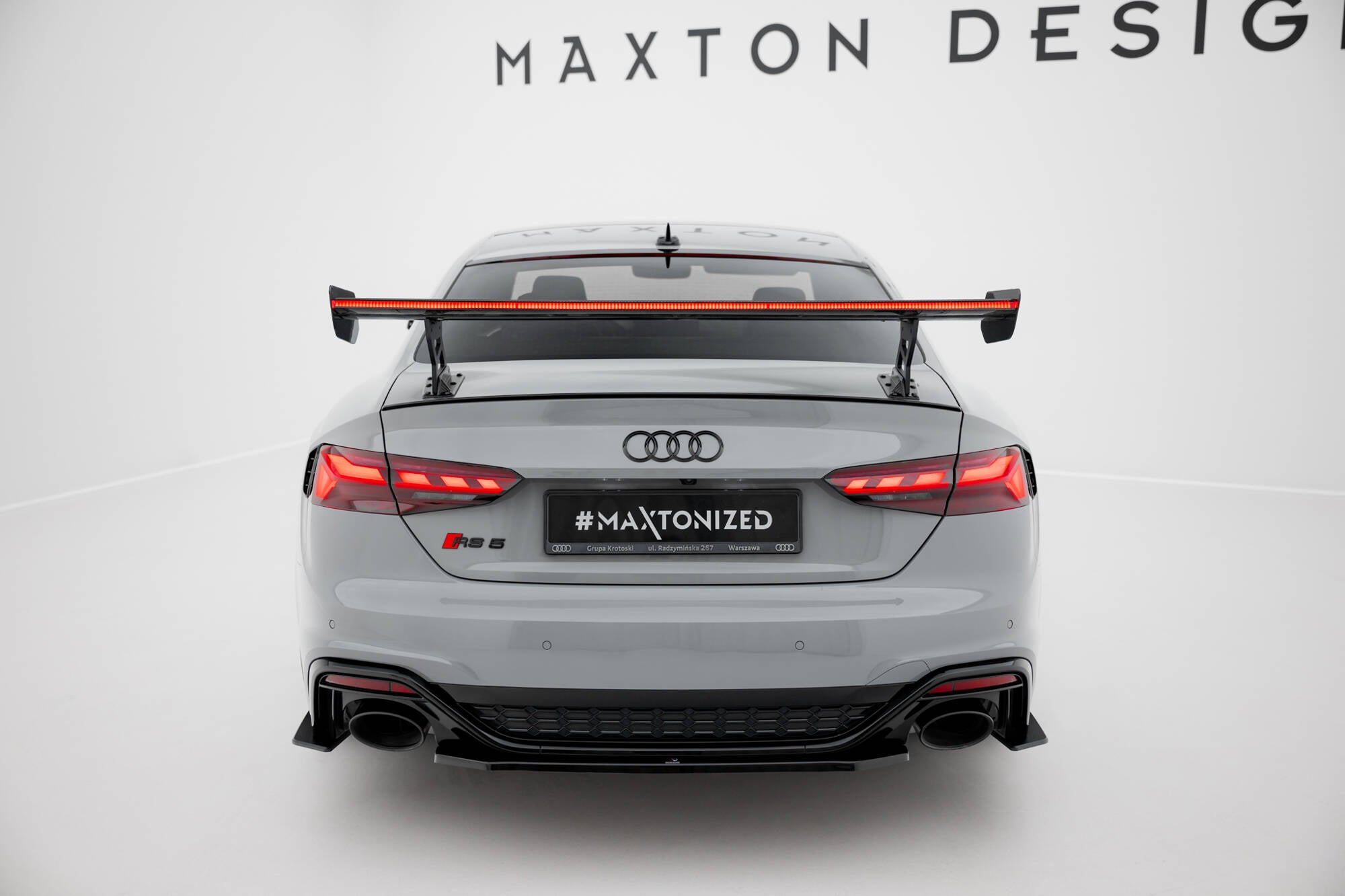 Maxton Design Carbon Spoiler With External Brackets Uprights V.2 + LED Audi A5 / A5 S-Line / S5 / RS5 Coupe F5 / F5 Facelift für Audi A5 / S5 / RS5
