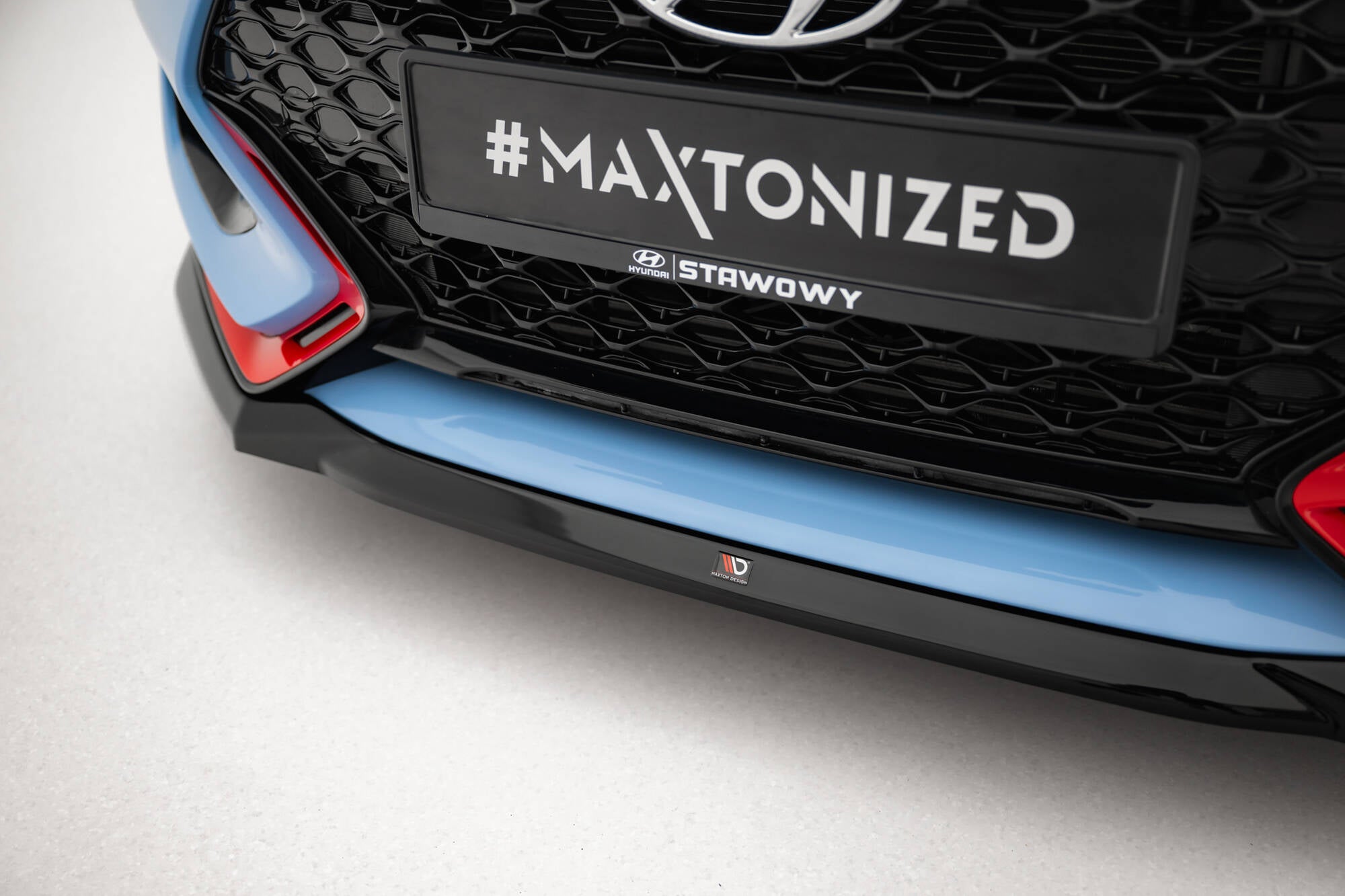 Maxton Design Street+ Spoilerlippe Front Ansatz V.1 passend für Hyundai Veloster N Mk2 schwarz Hochglanz