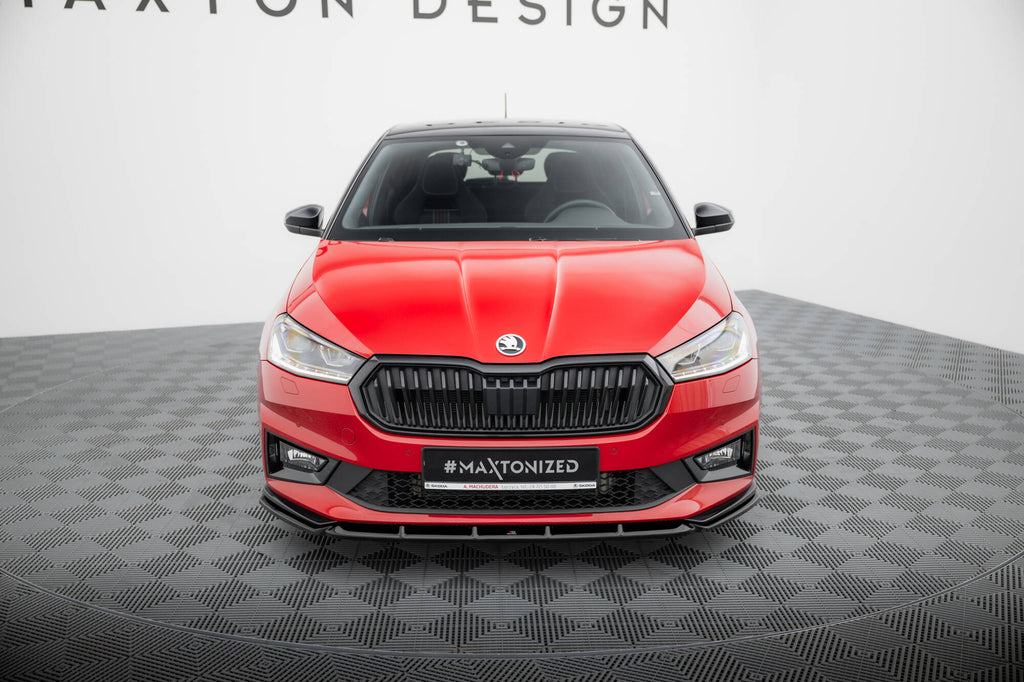 Maxton Design Street+ Spoilerlippe Front Ansatz passend für Skoda Fabia Monte Carlo Mk4 schwarz Hochglanz