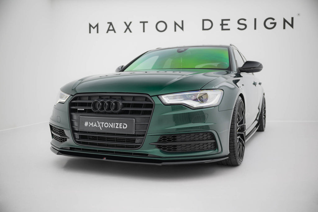 Maxton Design Street+ Spoilerlippe Front Ansatz V.2 passend für Audi S6 / A6 S-Line C7 schwarz Hochglanz