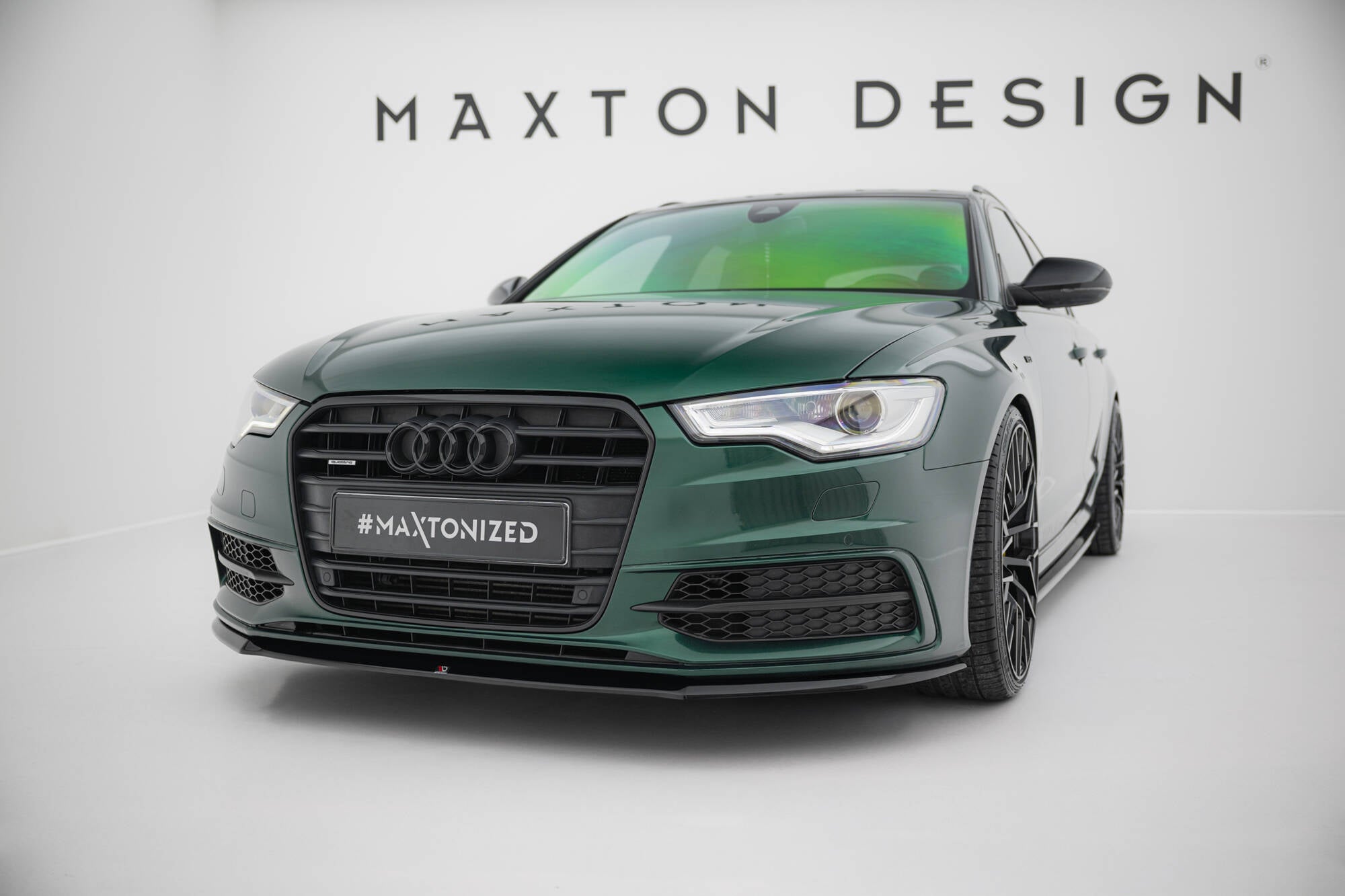 Maxton Design Street+ Spoilerlippe Front Ansatz V.2 passend für Audi S6 / A6 S-Line C7 schwarz Hochglanz