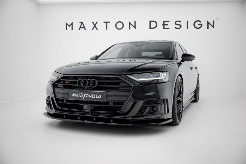 Maxton Design Street+ Spoilerlippe Front Ansatz V.2 passend für Audi S8 / A8 S-Line D5 schwarz Hochglanz