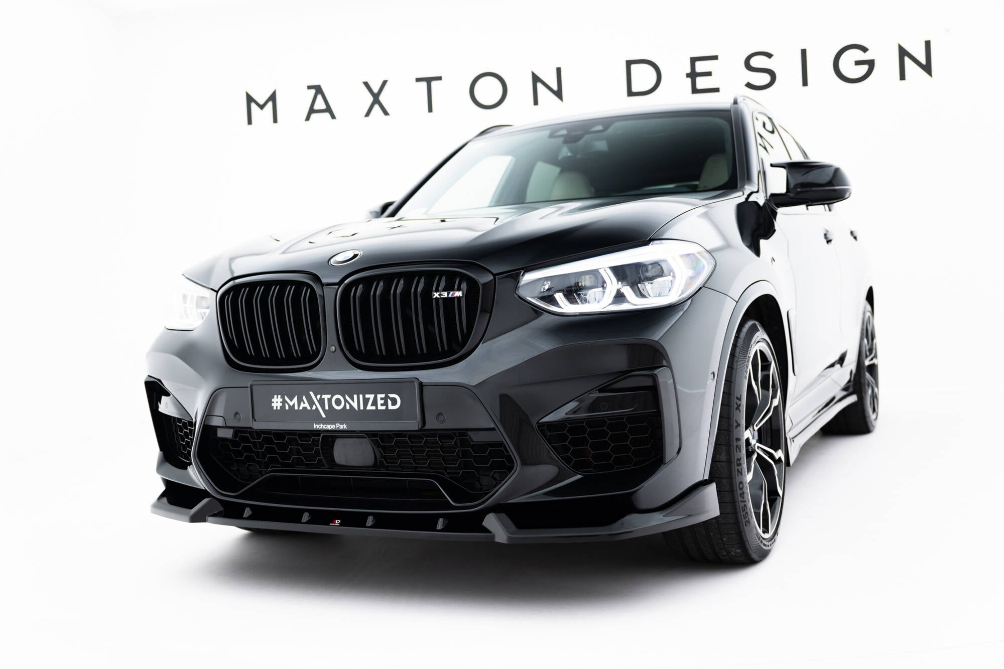 Maxton Design Street+ Spoilerlippe Front Ansatz passend für BMW X3 M F97 schwarz Hochglanz