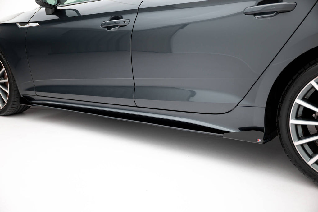Maxton Design Street Pro Street+ Seitenschweller Leisten + Flaps passend für Audi A5 Sportback F5 Facelift schwarz Hochglanz