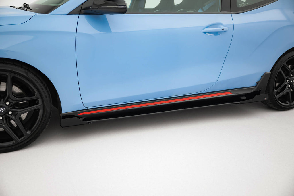 Maxton Design Street Pro Street+ Seitenschweller Leisten + Flaps passend für Hyundai Veloster N Mk2 schwarz Hochglanz