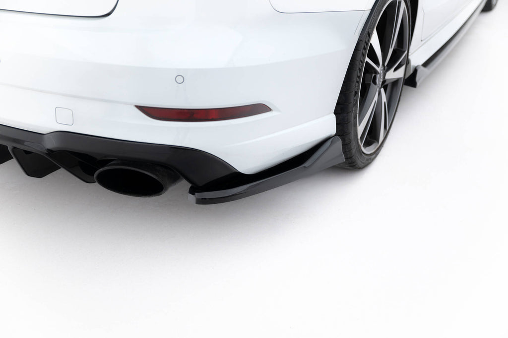 Maxton Design Heck Ansatz Flaps Diffusor V.5 passend für Audi RS3 Limousine 8V Facelift schwarz Hochglanz