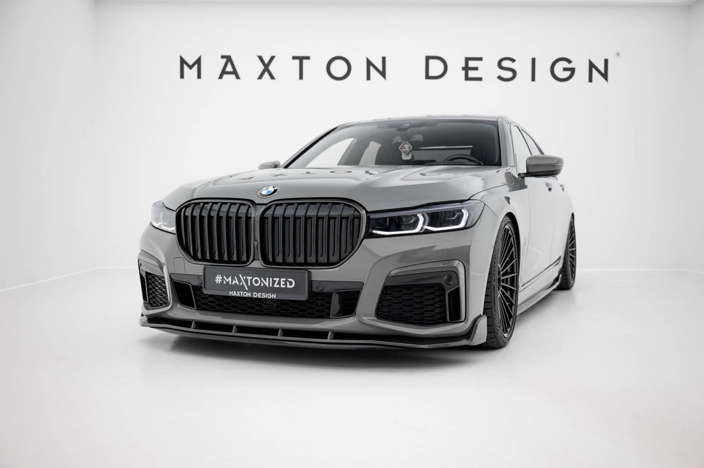 Maxton Design Prepreg Carbon Fiber Street+ Spoilerlippe Front Ansatz passend für + ABS Diffusor BMW 7 M-Paket G11 Facelift schwarz Hochglanz