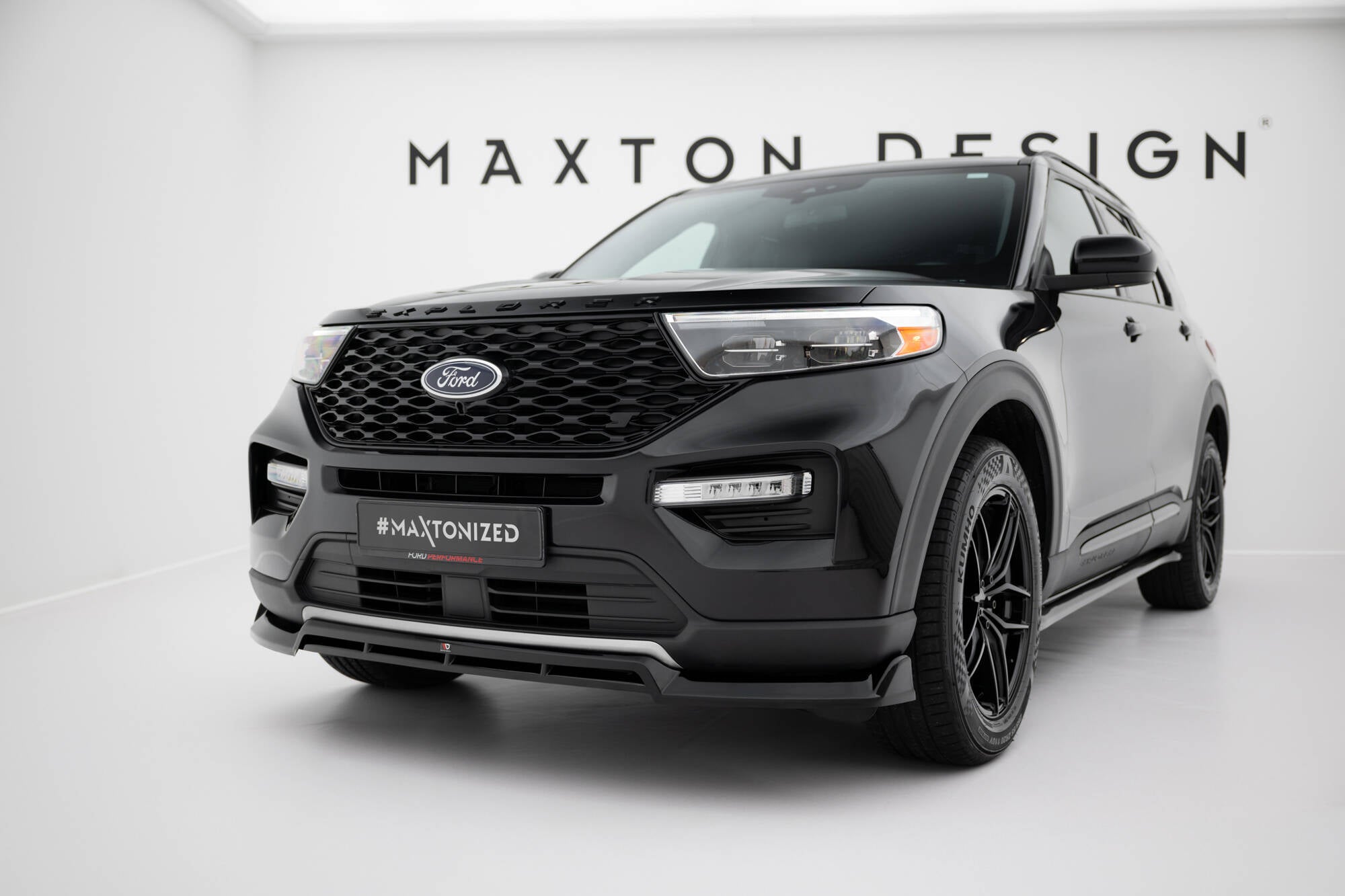Maxton Design Street+ Spoilerlippe Front Ansatz passend für Ford Explorer XLT Mk6 schwarz Hochglanz