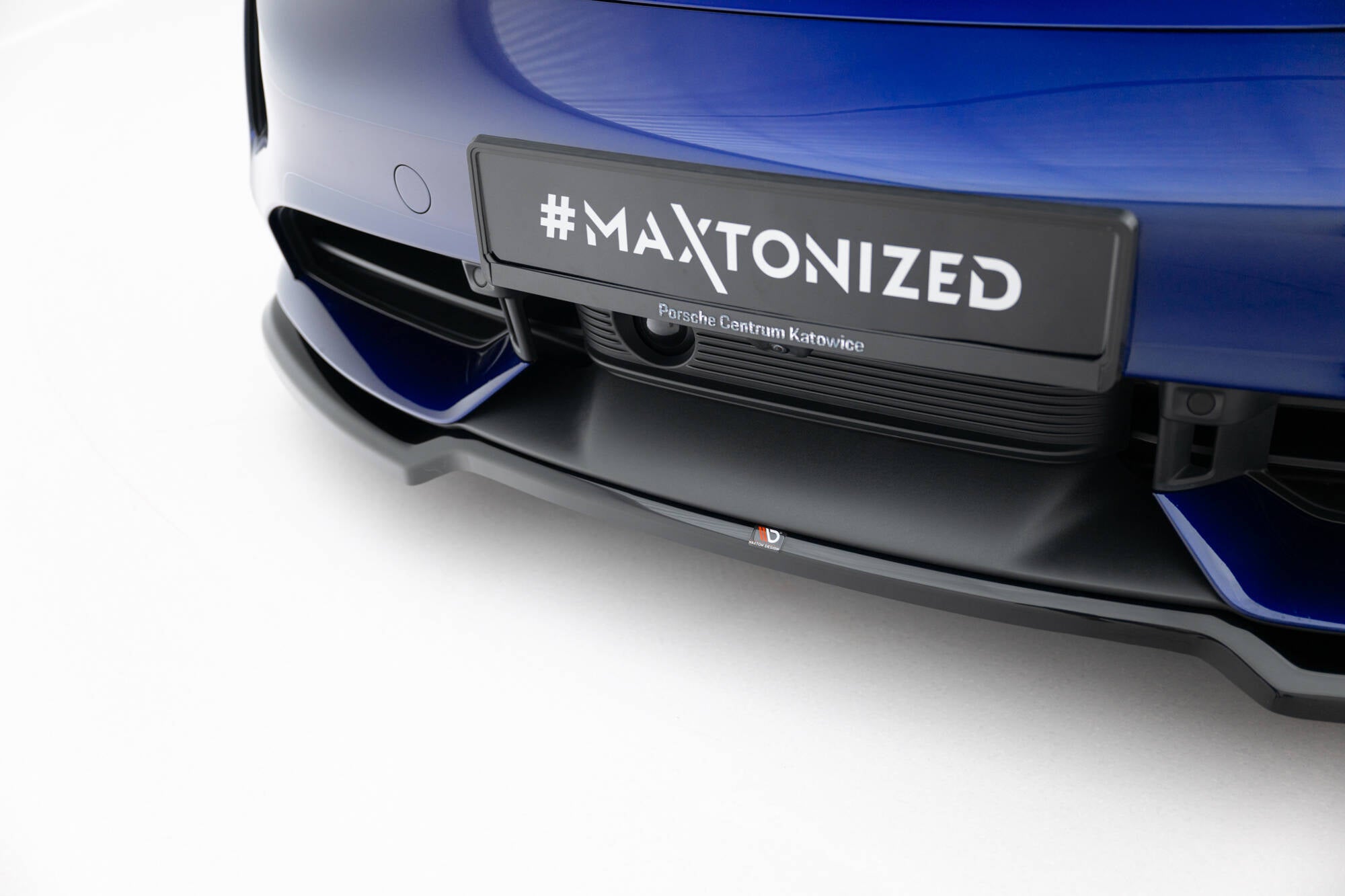 Maxton Design Street+ Spoilerlippe Front Ansatz passend für Porsche Taycan Turbo S Mk1 schwarz Hochglanz