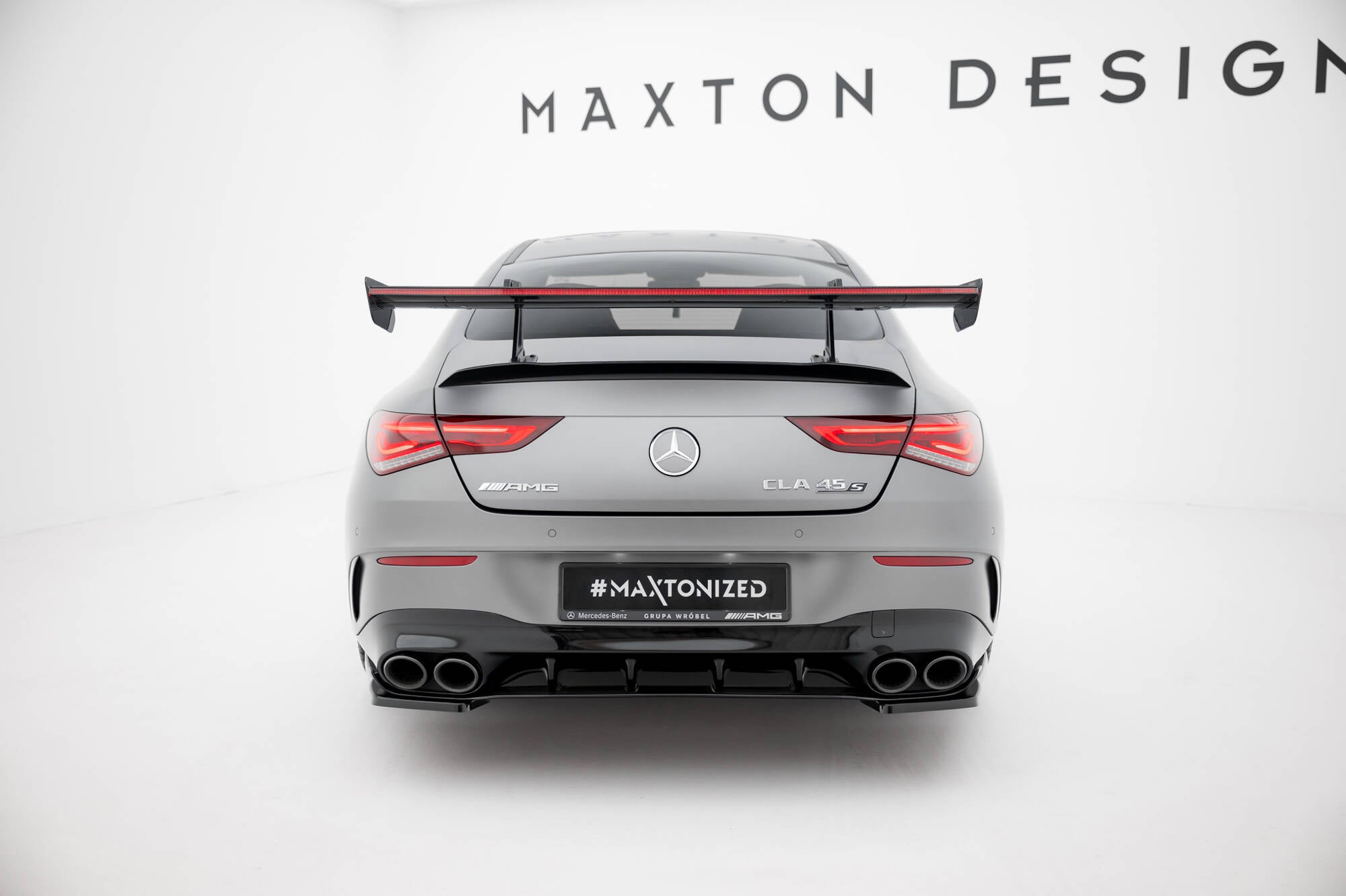Maxton Design Carbon Spoiler With Upper Swan Mounting + LED Mercedes-Benz CLA Coupe C118 / C118 Facelift für Mercedes-Benz CLA C118