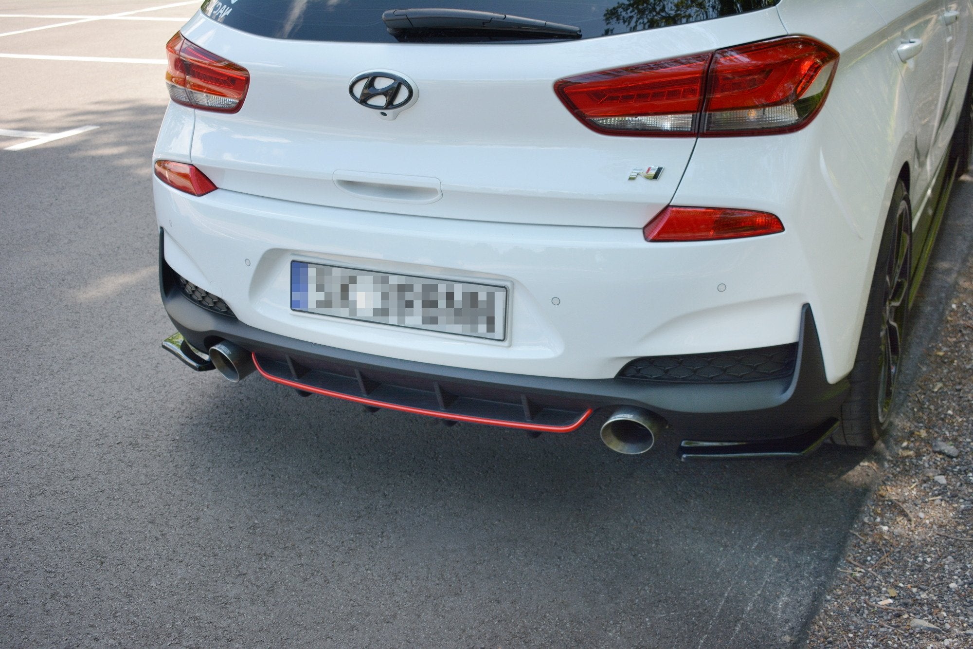 Maxton Design Diffusor Heck Ansatz passend für Hyundai I30 N Mk3 Hatchback schwarz Hochglanz