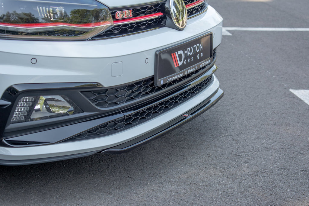 Maxton Design Street+ Spoilerlippe Front Ansatz V.4 passend für VW Polo GTI / R-line Mk6 schwarz Hochglanz