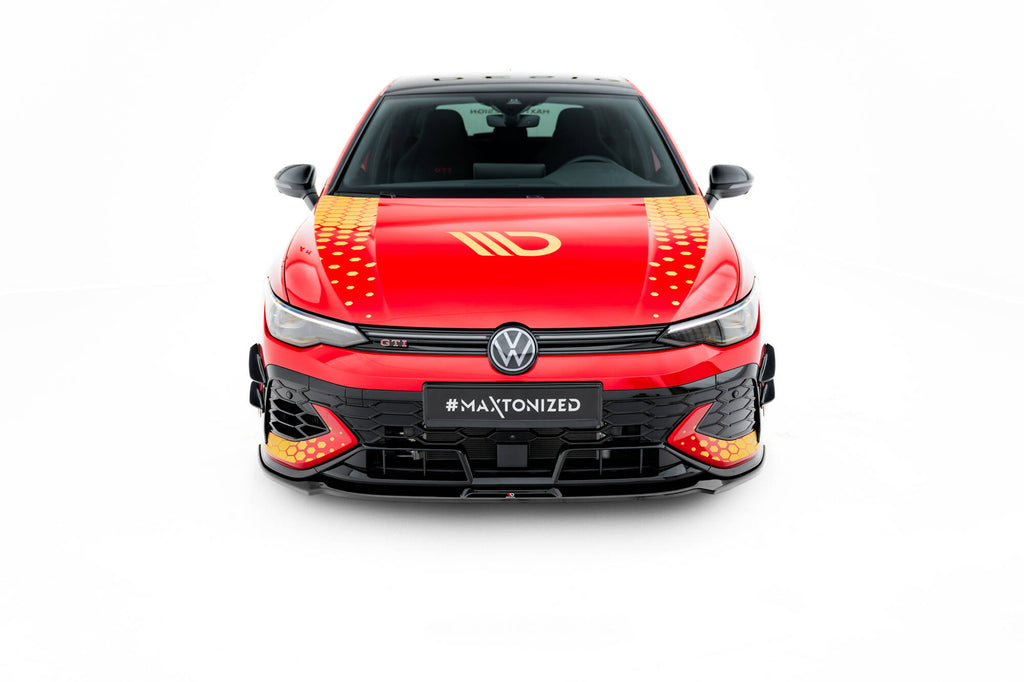 Maxton Design Street+ Spoilerlippe Front Ansatz V.3 passend für VW Golf GTI Clubsport Mk8 Facelift schwarz Hochglanz
