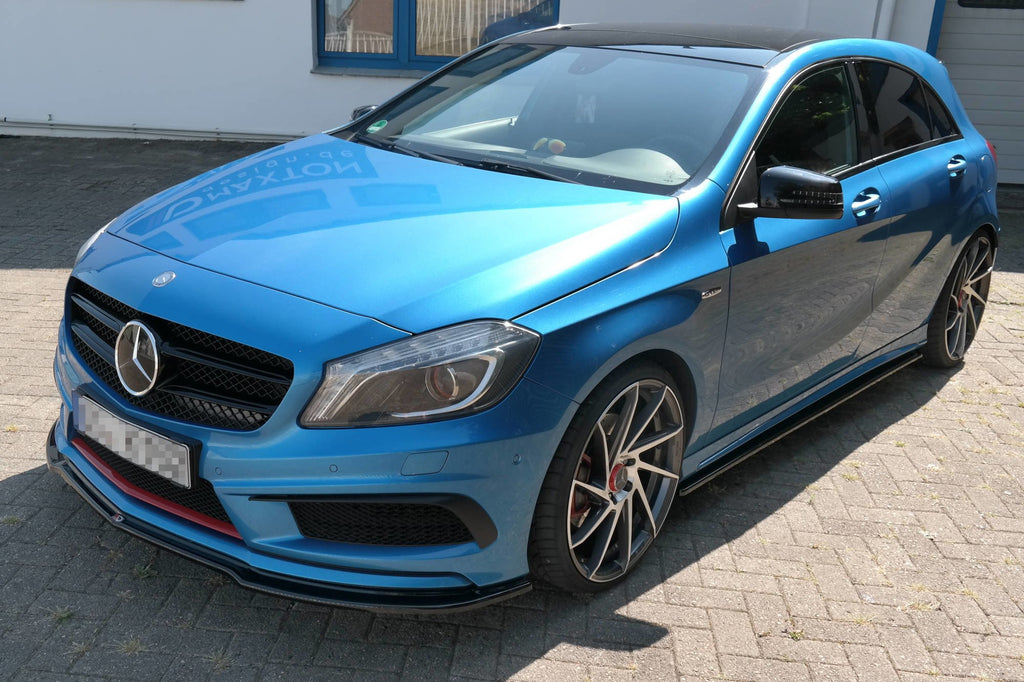 Maxton Design Seitenschweller Ansatz für Mercedes W176 AMG-LINE vor Facelift Carbon Look