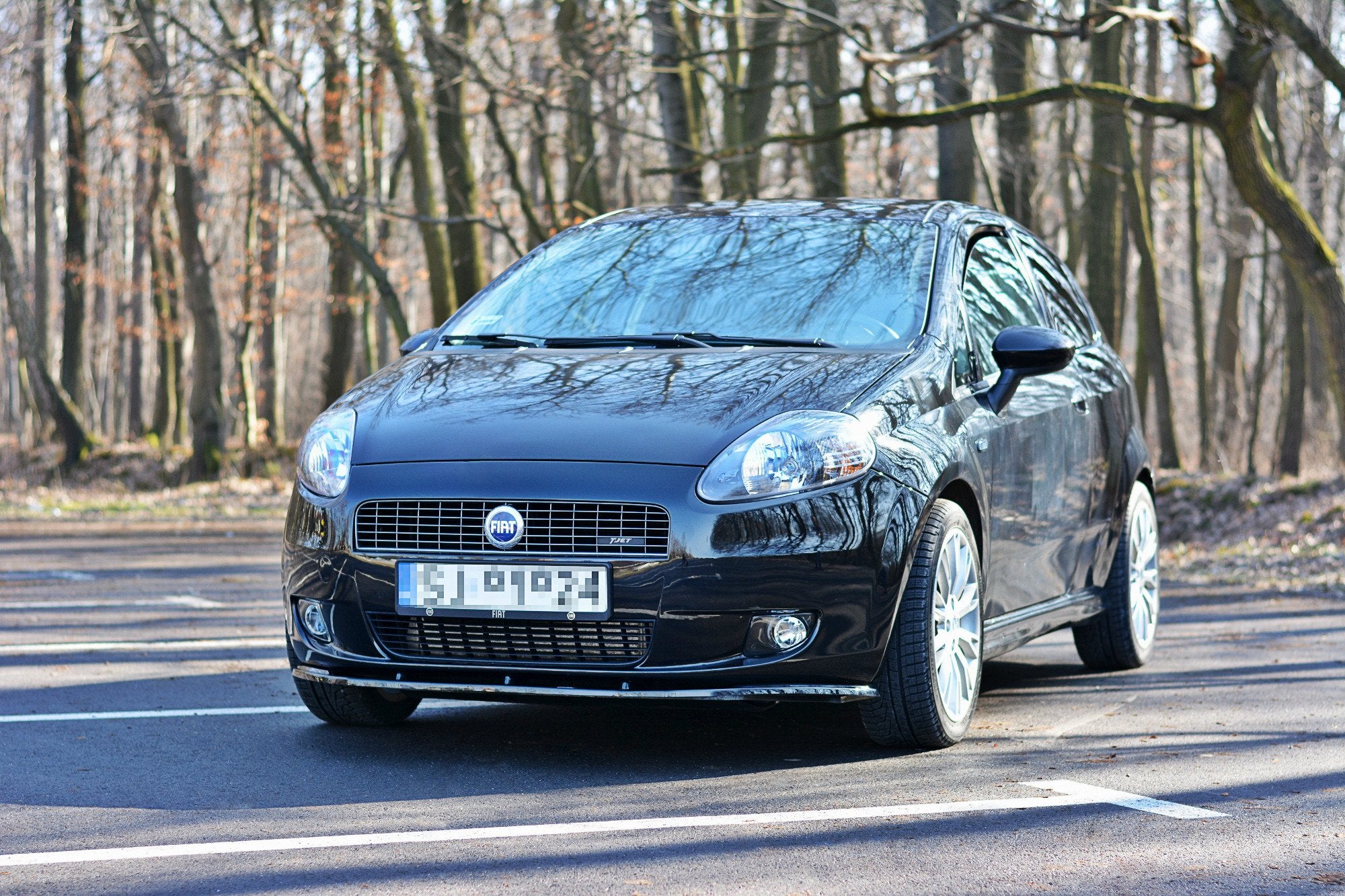 Maxton Design Street+ Spoilerlippe Front Ansatz passend für FIAT GRANDE PUNTO STANDARD schwarz Hochglanz