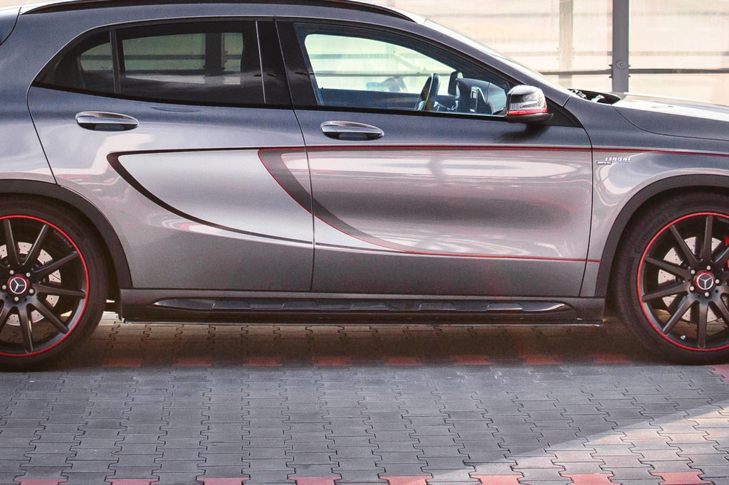 Maxton Design Seitenschweller Ansatz für Mercedes GLA 45 AMG SUV (X156) vor Facelift Carbon Look