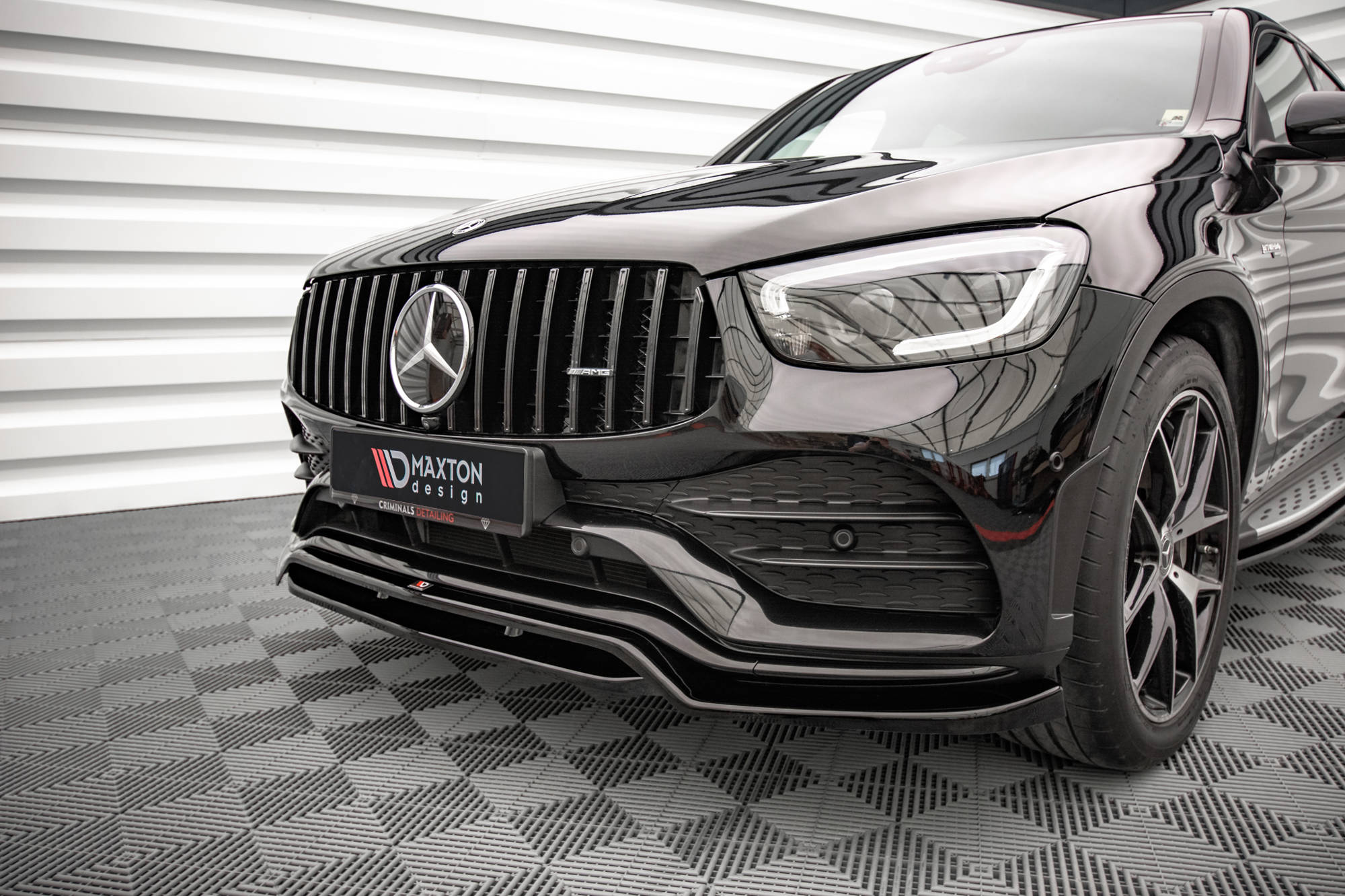 Maxton Design Street+ Spoilerlippe Front Ansatz passend für Mercedes-AMG GLC 43 / AMG-Line SUV X253 Facelift schwarz Hochglanz