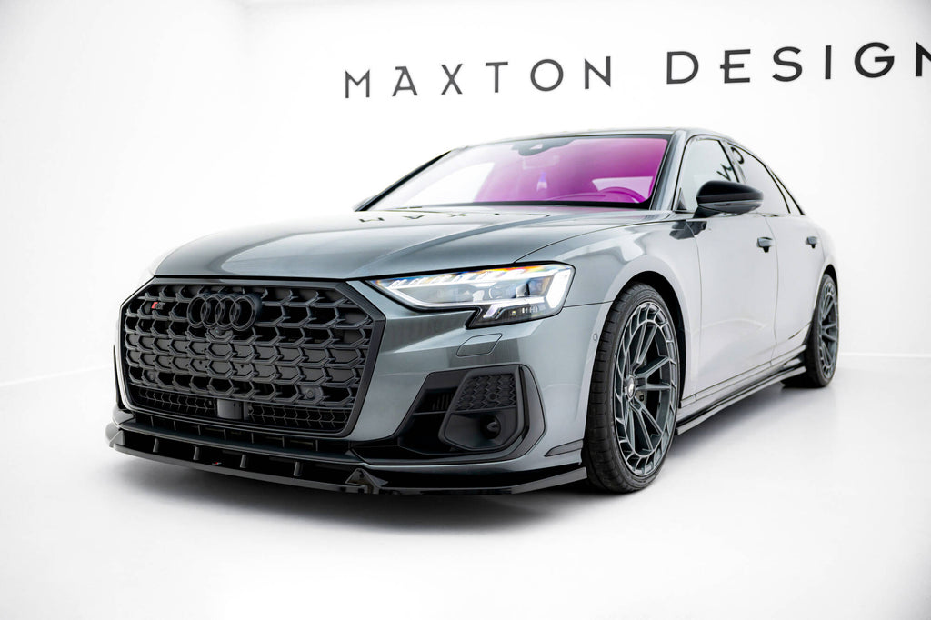 Maxton Design Street+ Spoilerlippe Front Ansatz V.2 passend für Audi S8 / A8 S-Line D5 Facelift schwarz Hochglanz