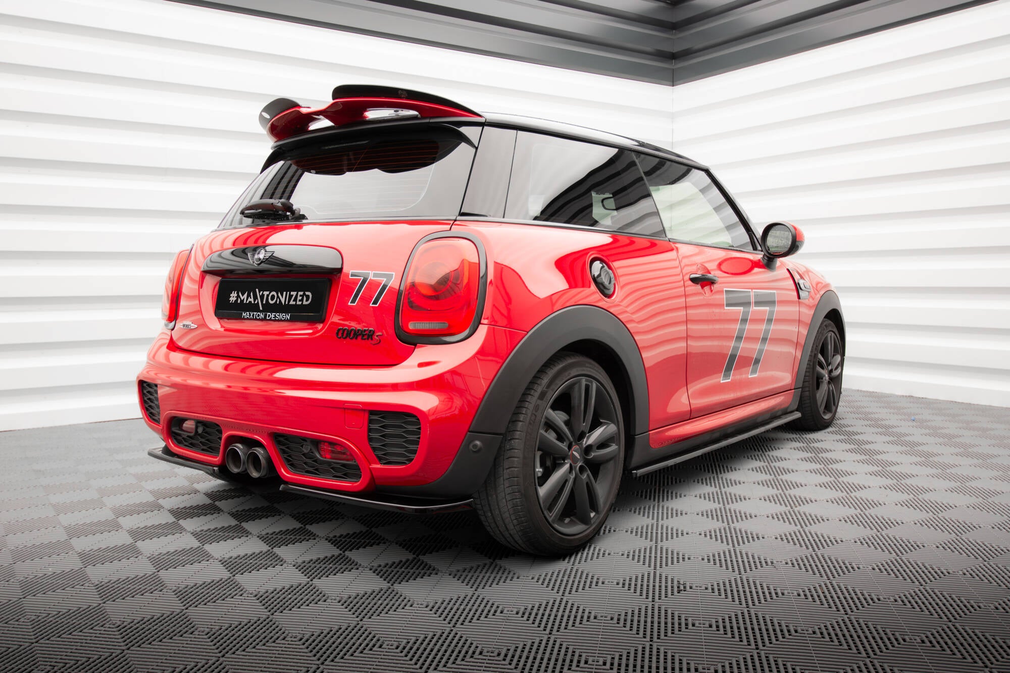 Maxton Design Heck Ansatz Flaps Diffusor für Mini Cooper S John Copper Works F56 schwarz Hochglanz
