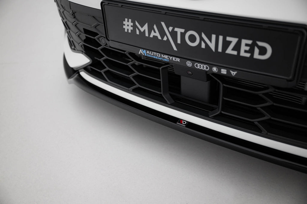 Maxton Design Street+ Spoilerlippe Front Ansatz V.3 passend für VW Golf GTI / GTE / R-Line Mk8 Facelift schwarz Hochglanz