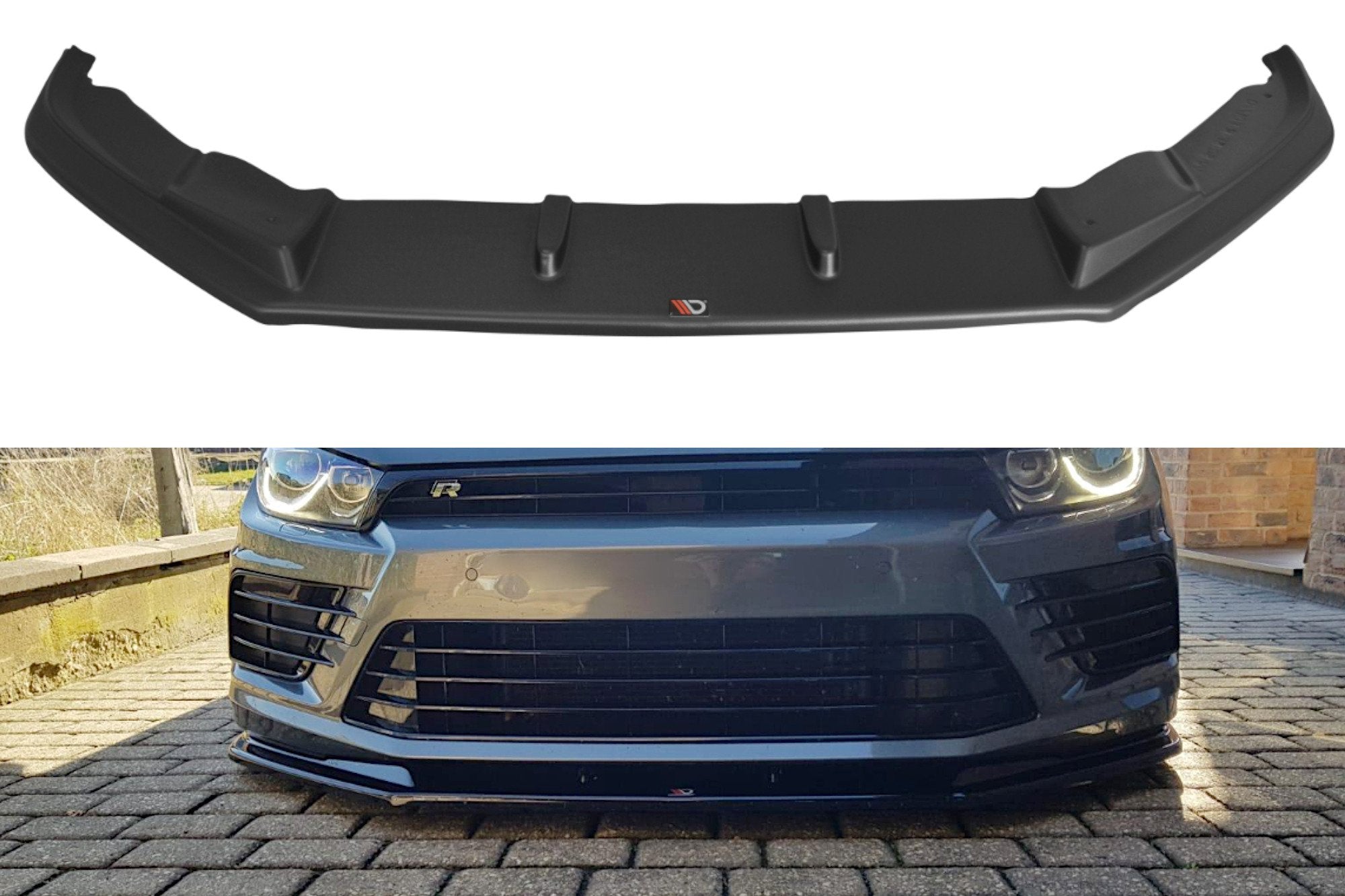 Maxton Design Street+ Spoilerlippe Front Ansatz V.1 passend für VOLKSWAGEN SCIROCCO MK.3 R FACELIFT schwarz Hochglanz