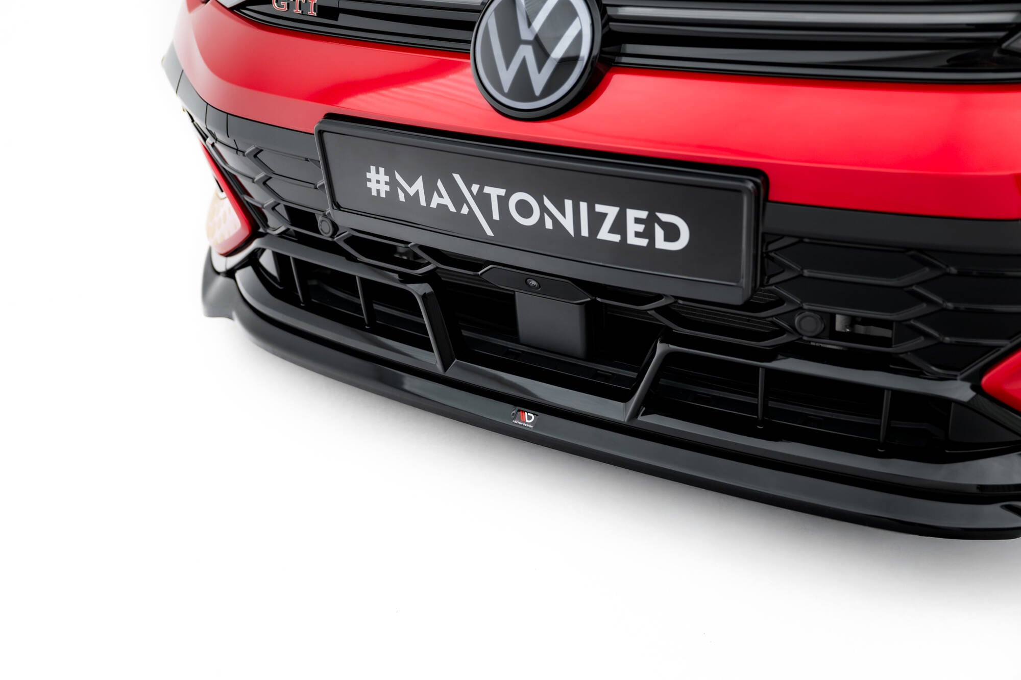 Maxton Design Street+ Spoilerlippe Front Ansatz V.4 passend für VW Golf GTI Clubsport Mk8 Facelift schwarz Hochglanz