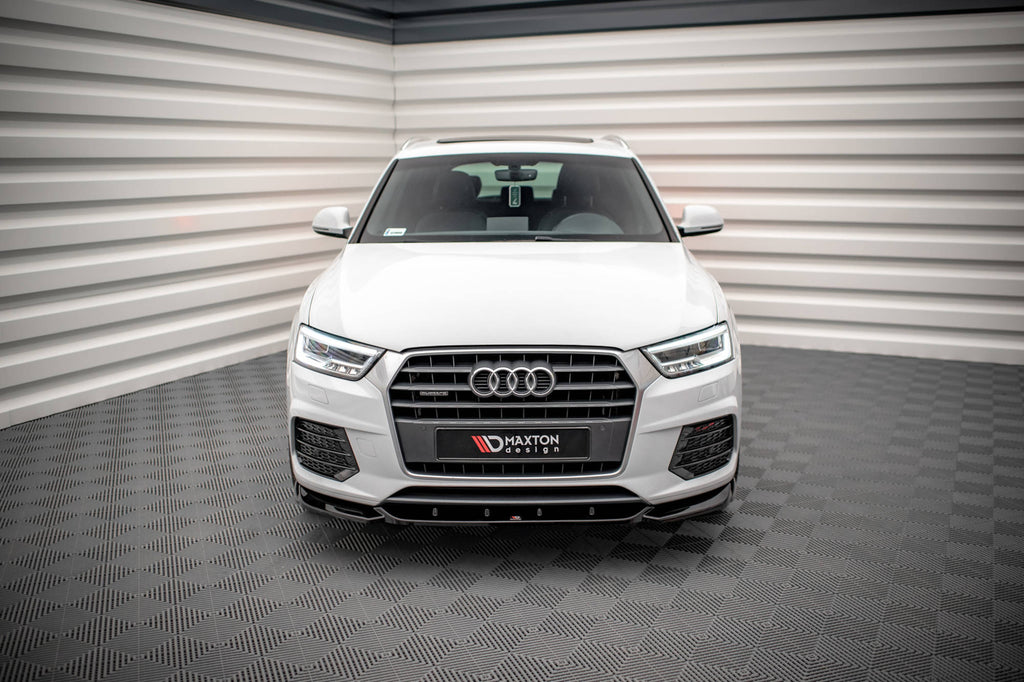 Maxton Design Street+ Spoilerlippe Front Ansatz V.1 passend für Audi Q3 Sport 8U Facelift schwarz Hochglanz