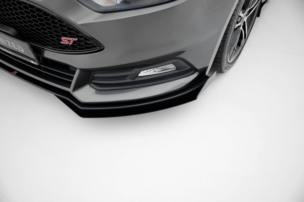 Maxton Design Front Stoßstange Flaps passend für Ford Focus ST Mk3 Facelift schwarz Hochglanz