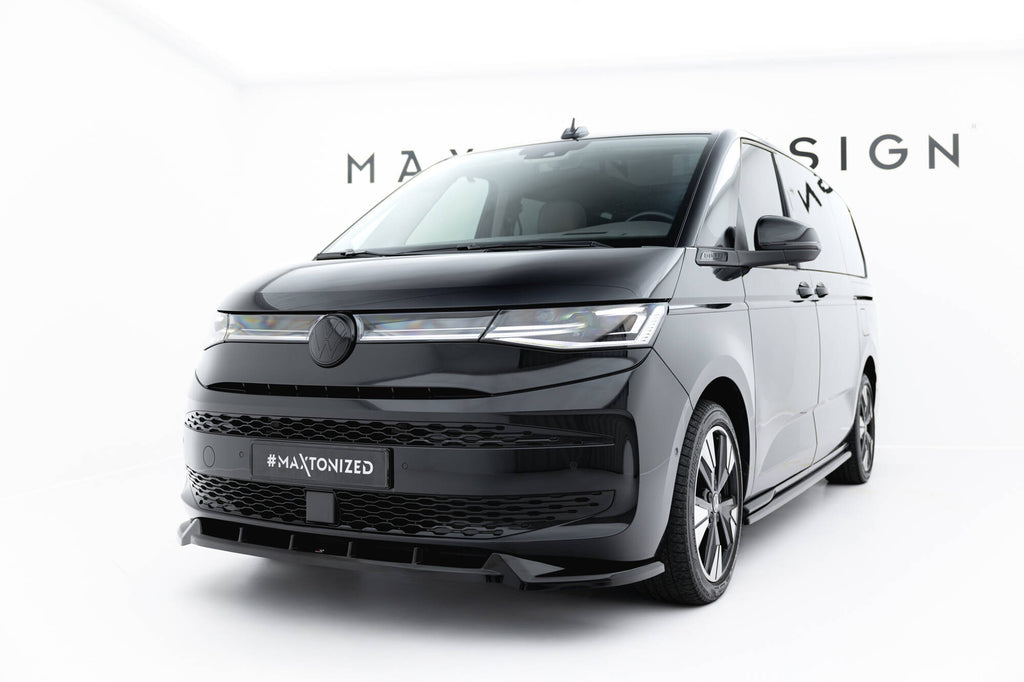 Maxton Design Street+ Spoilerlippe Front Ansatz V.2 passend für VW Multivan Long T7 schwarz Hochglanz