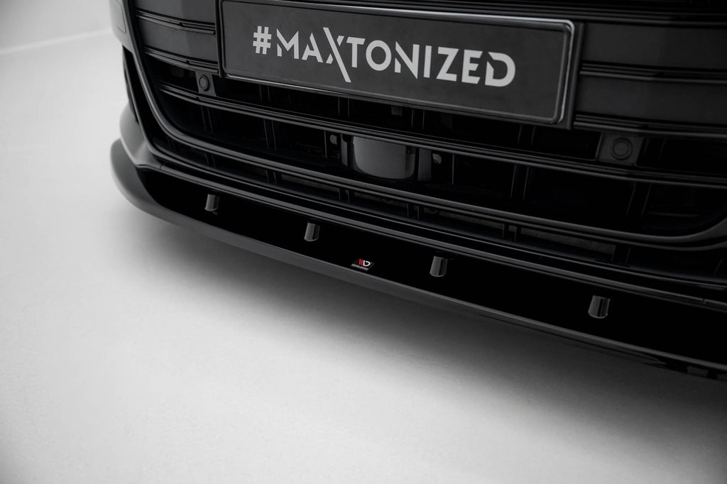 Maxton Design Street+ Spoilerlippe Front Ansatz V.2 passend für Audi S8 / A8 S-Line D5 schwarz Hochglanz