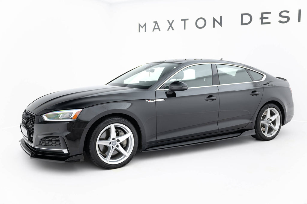 Maxton Design Street+ Seitenschweller Leisten passend für Audi S5 / A5 S-Line Sportback F5 schwarz Hochglanz