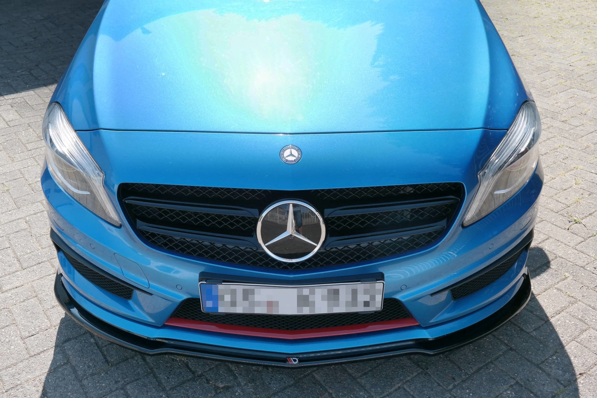 Maxton Design Street+ Spoilerlippe Front Ansatz passend für Mercedes W176 AMG-LINE vor Facelift schwarz Hochglanz
