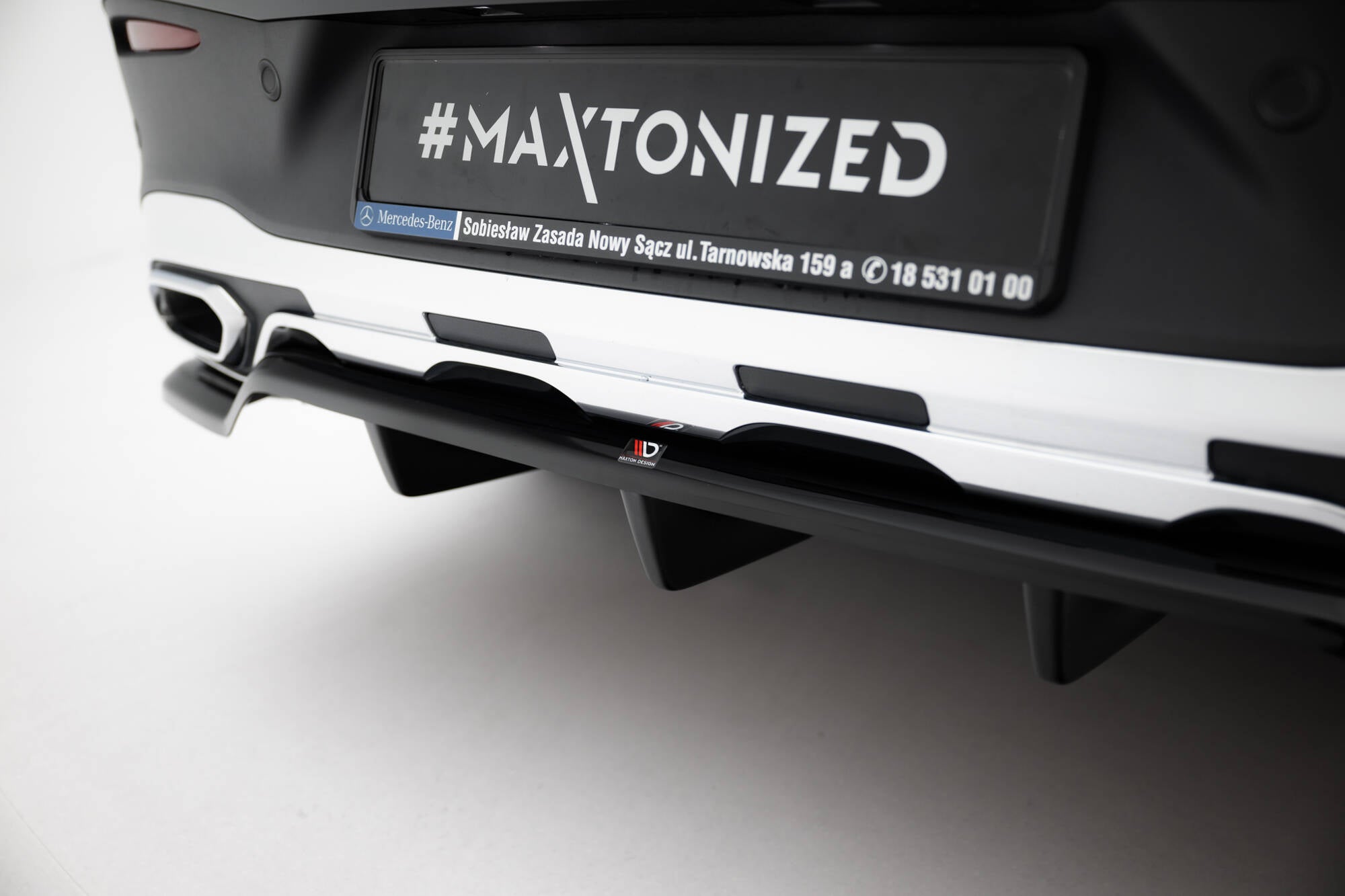 Maxton Design Street+ Mittlerer Diffusor RACE passend für Mercedes-Benz GLC Coupe AMG-Line C254 schwarz Hochglanz