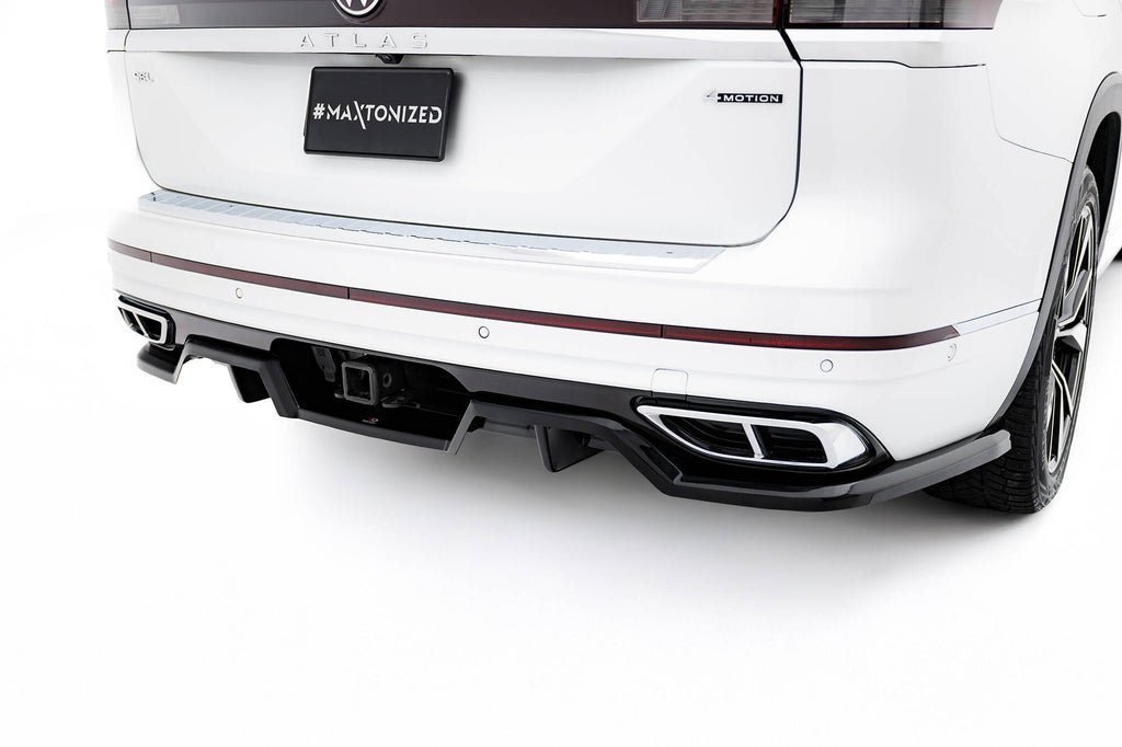 Maxton Design Street+ Mittlerer Diffusor RACE passend für VW Atlas R-Line Mk1 Facelift 2 schwarz Hochglanz