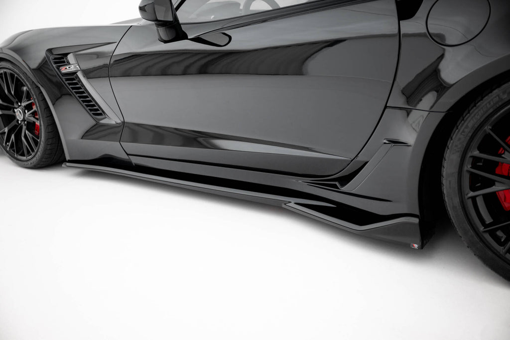 Maxton Design Street+ Seitenschweller Leisten passend für Chevrolet Corvette Z06 C7 schwarz Hochglanz