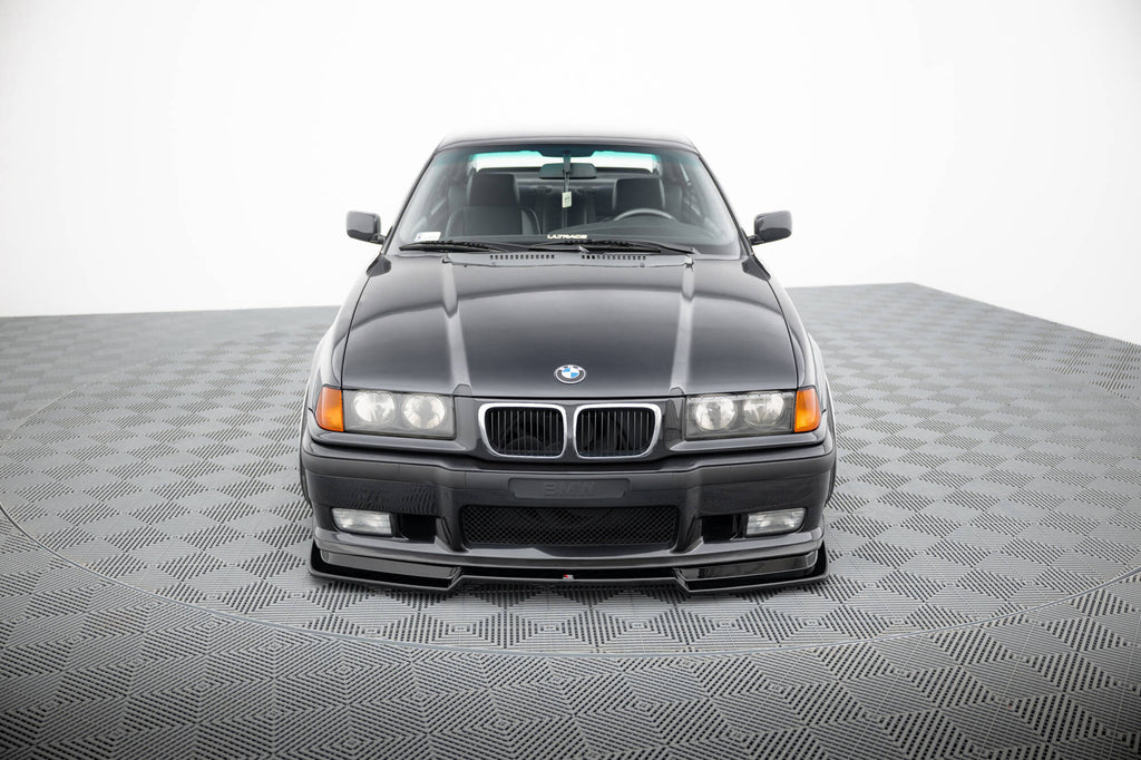 Maxton Design Street+ Spoilerlippe Front Ansatz V.2 passend für BMW M3 / 3 M-Paket Coupe / Cabrio E36 schwarz Hochglanz