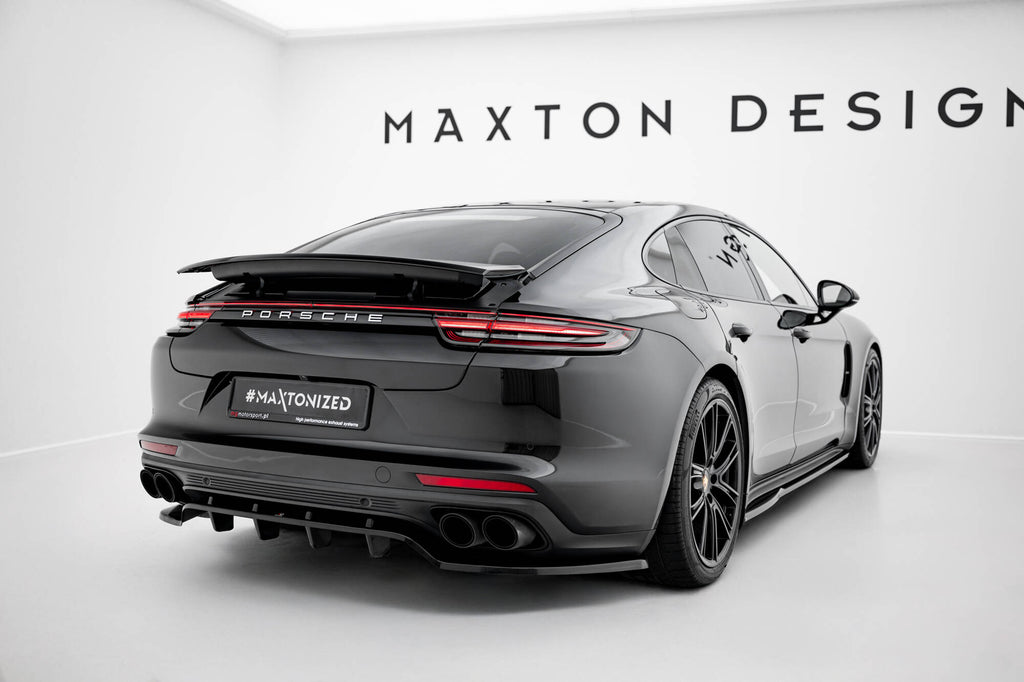 Maxton Design Street+ Mittlerer Diffusor RACE passend für Porsche Panamera Turbo S E-Hybrid / Panamera E-Hybrid / Panamera 4S 971 schwarz Hochglanz