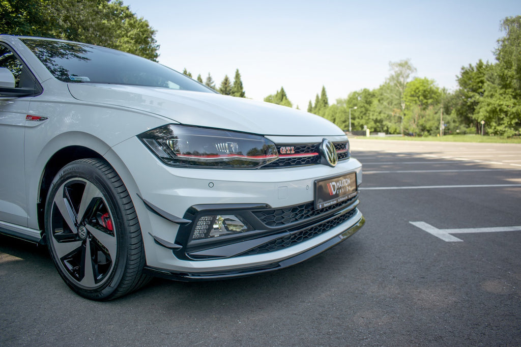 Maxton Design Street+ Spoilerlippe Front Ansatz V.3 passend für VW Polo GTI / R-line Mk6 schwarz Hochglanz