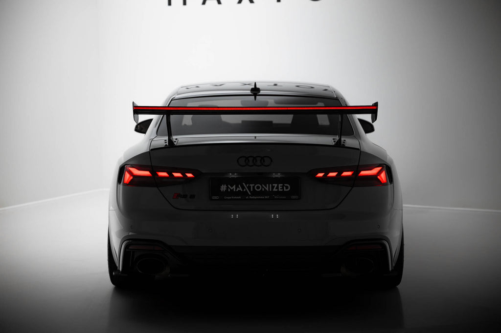 Maxton Design Carbon Spoiler With External Brackets Uprights V.1 + LED Audi A5 / A5 S-Line / S5 / RS5 Coupe F5 / F5 Facelift für Audi A5 / S5 / RS5